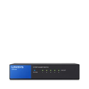 Linksys 5-Port Gigabit Switch Black and Blue Linksys 5-Port Gigabit Switch Black and Blue
